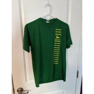 VTG John Deere Mens Med Single Stitch Made In USA John Deere Repeated Pattern